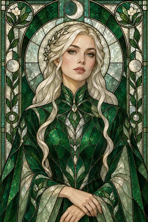 Emerald Stained Glass original AI portrait example