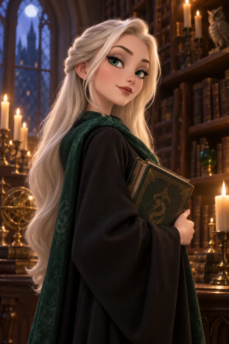 3D Enchanted Library original AI portrait example